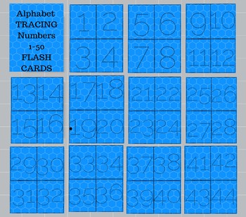 Preview of 1 to 50 Number, math, Flash cards, Handwriting, Blue  busy work printable