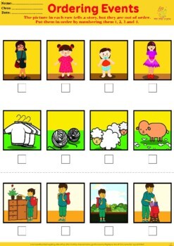 Preview of ORDERING EVENTS, 4 PICTURES, Sequence, Sequencing, ABA, 240 pictures, 1 OF 3