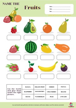 Name the fruits, vegetables, animals, jobs, places, vocabulary, worksheets