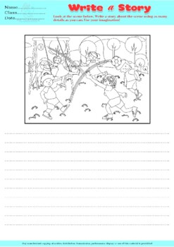 Preview of Picture writing prompts, scenes for coloring, speech therapy, special education