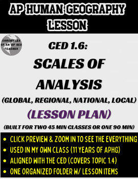 Preview of 1.6 - Scales of Analysis Lesson Plan (APHG)
