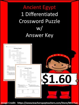 Ancient Egypt Differentiated Crossword Puzzle w/ Answer Key TPT