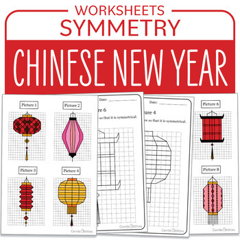 Preview of Chinese New Year Math Activity Symmetry Lantern Math Centers