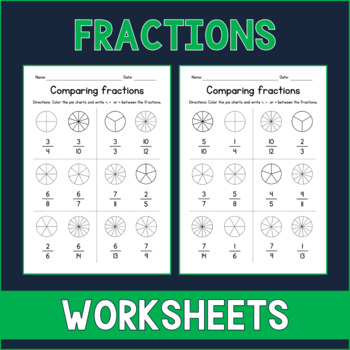 Preview of Coloring & Comparing Proper Fractions - Pie Charts - Greater Than - Less Than
