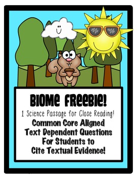 Preview of FREEBIE: 1 Common Core Biome Themed Passages for Science Close Reading