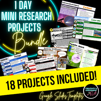 Preview of 1 Day Mini Research Projects for Google Slides™ GROWING BUNDLE for ALL YEAR LONG