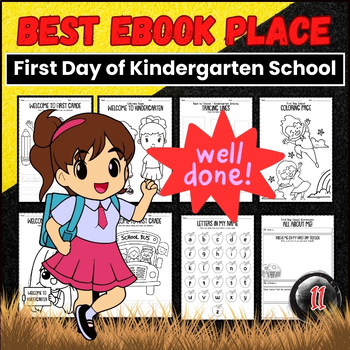 Preview of 1 Day of Kindergarten School Worksheets Coloring