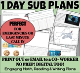 1 Day of Sub Plans!  PERFECT for EMERGENCIES or LAST MIN C