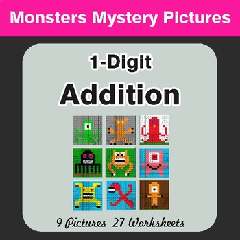 1-Digit Addition - Color-By-Number Math Mystery Pictures