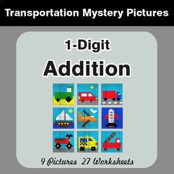 1-Digit Addition - Color-By-Number Math Mystery Pictures