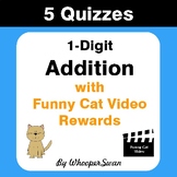 1-Digit Addition Quizzes with Funny Cat Video Rewards