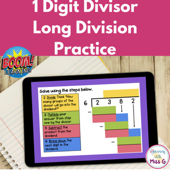 Preview of 1 Digit Divisor Long Division Boom Cards