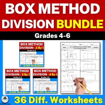 Preview of 1-Digit Divisors Box Method Division Worksheets Bundle |Box Method Long Division