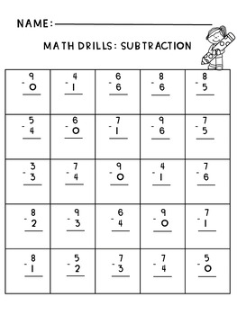 1-Digit Subtraction Worksheets by EDU 39 | TPT