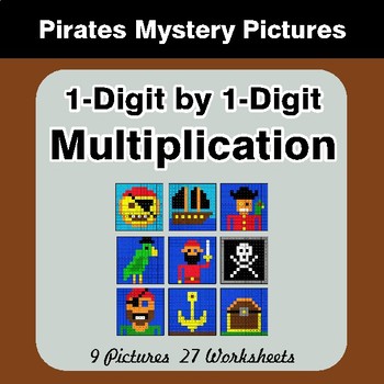 1-Digit by 1-Digit Multiplication - Color-By-Number Math Mystery Pictures