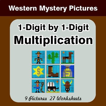 1-Digit by 1-Digit Multiplication - Color-By-Number Math Mystery Pictures