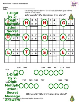 1-Digit by 2-Digit Multiplication: Secret Message Worksheet #5 | TpT