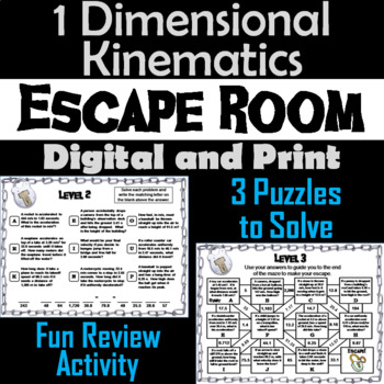 Preview of 1 Dimensional Kinematics Activity: Physics Escape Room Game