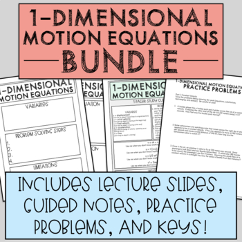 Preview of 1-Dimensional Motion Equations Bundle [Lecture Slides, Guided Notes, Practice]