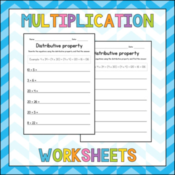 Preview of Distributive Property of Multiplication - Multiplying by Parts Worksheets