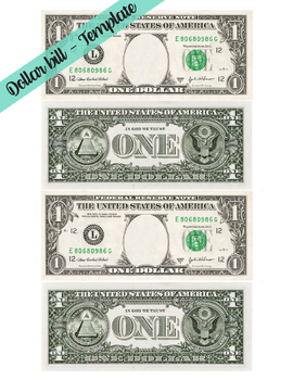 100 Dollar Bill Template - Letter page ready to print (FRONT and BACK)