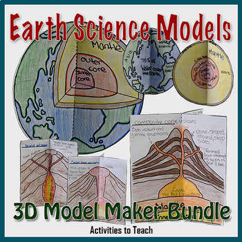 Preview of Earth Science 3D Model Bundle: Earth Model, Volcano Model, & Soil