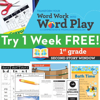 Preview of 1 FREE Week 1st Grade Phonics & Chunk Spelling Curriculum