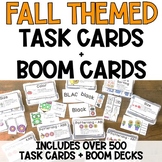 Fall Task Boxes & Boom Cards - Math, Literacy and Fine Mot