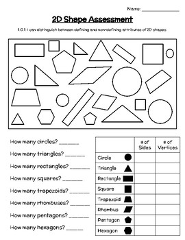 2D Shape Worksheet Year 1