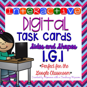 Preview of 1.G.1 Shapes & Sides for Google Drive Classroom Interactive Task Cards 