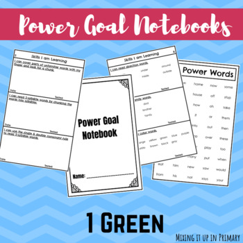 Preview of 1 Green (1G) Reading Level Power Goal Notebook
