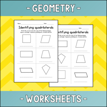 Preview of Identifying Quadrilaterals - Geometry Worksheets - No Prep - Sub Plan