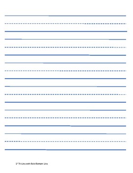 1 Inch Tri Lined Paper with Bold Bottom Line by Schooling Fish Therapies