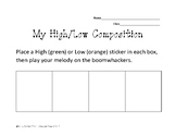 High/Low Boomwhacker Composing worksheet