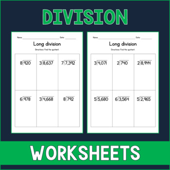 long division worksheets no remainders teaching resources tpt