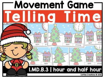 Preview of 1.MD.B.3 | Telling Time | PowerPoint | Movement Game | Christmas/Winter