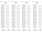 1 Min Math Fluency Multiplication Facts BY #, 1-10(Goes w/