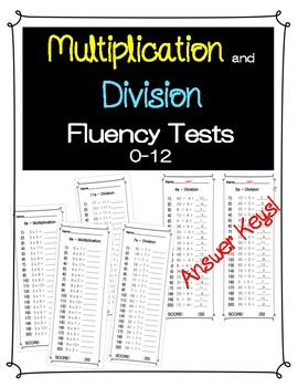 Preview of 1 Min Multiplication and Division Fluency Tests {0-12}