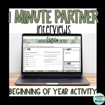 Preview of 1 Minute Spanish Back to School Partner Interview | Beginning of Year Activity