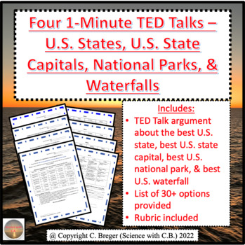 Preview of 1-Minute Talks – U.S. States, U.S. Capitals, National Parks, & Waterfalls