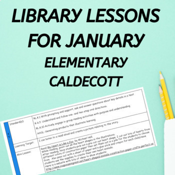 Preview of 1 Month January Caldecott Library Lesson Plans K-5