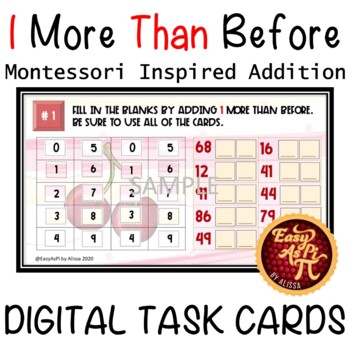 Preview of 1 More Than Before  |   Google Slides Addition Task Cards by EasyAsPi