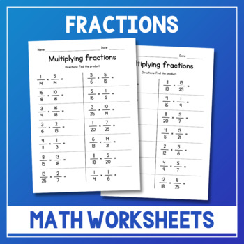 Preview of Multiplying Proper Fractions - Multiplication Worksheets - Test Prep - Sub Plan