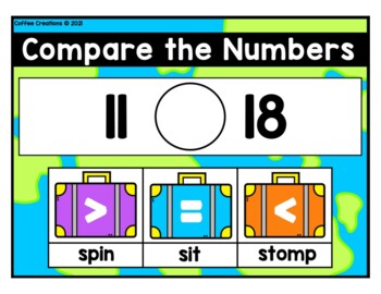1.NBT.3 - Comparing Two Digit Numbers - Movement Game by Coffee Creations