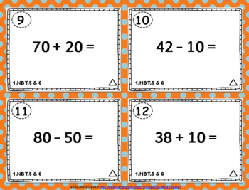 1.NBT.5 & 1.NBT.6 Task Cards: Add and Subtract Multiples of Ten - Centers