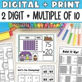 2 Digit Addition Without Regrouping Digital Game and Print Worksheets and Center
