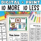 10 More 10 Less Worksheets & Digital Resource 1st grade ma