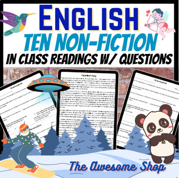 Preview of Non-Fiction 10 Articles W/Comprehension Test Prep for ELA Middle & High School