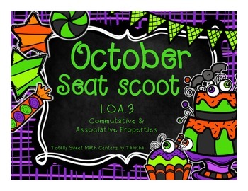 Preview of 1.OA.3 October Seat Scoot Class Activity-Commutative &  Associative Properties