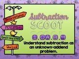 1.OA.B.4 Subtraction With Missing Addend/Number Scoot & More!